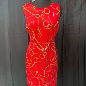FOCUS STUDIO RED DRESS CHAIN PRINT SIZE 6 [NWOT]
